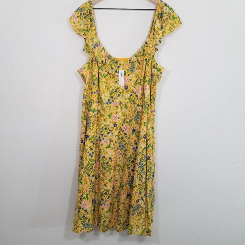 NWT Old Navy Floral Midi Dress Yellow Size XXL